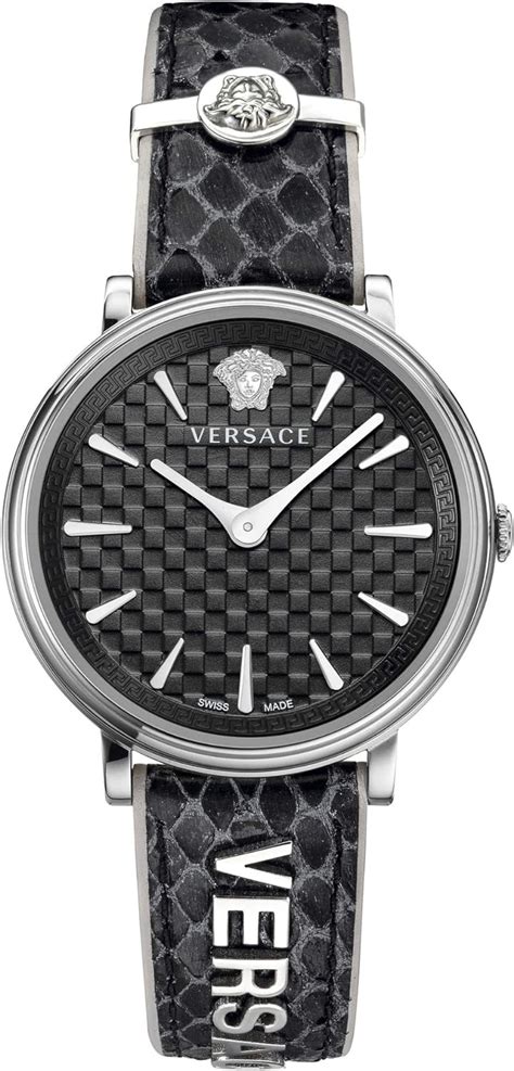 Versace Damen Analog Quarz Uhr mit Leder Armband VE81009 19